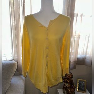 Chaps Yellow Button up Sweater size 1X 100% Cotton